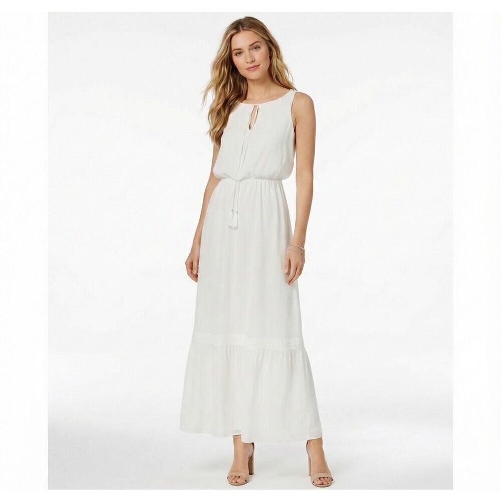 Adrianna Papell NWT Ivory Tiered Maxi Dress 4 Boho Beach Bridal Engagement